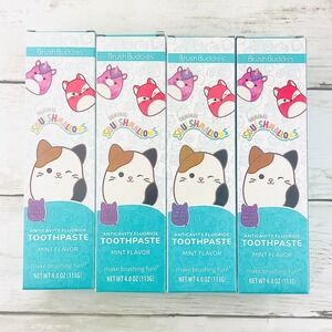 4-Pack BrushBuddies Squishmallow Anticavity Fluoride Toothpaste Mint 4.2 oz ea.